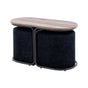 3 Piece Set Coffee Table & Ottoman Wood Side End Table Industrial - Black V274-FT-ST03-BK