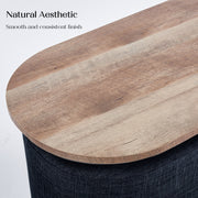 3 Piece Set Coffee Table & Ottoman Wood Side End Table Industrial - Black V274-FT-ST03-BK