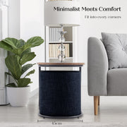 3 Piece Set Coffee Table & Ottoman Wood Side End Table Industrial - Black V274-FT-ST03-BK
