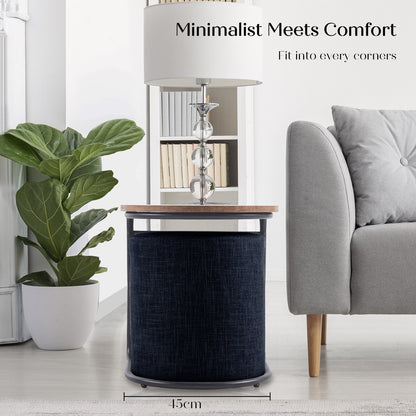 3 Piece Set Coffee Table & Ottoman Wood Side End Table Industrial - Black V274-FT-ST03-BK