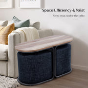 3 Piece Set Coffee Table & Ottoman Wood Side End Table Industrial - Black V274-FT-ST03-BK