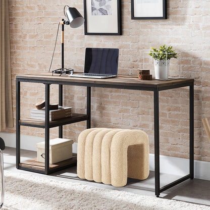Ridge Arch Ottoman Stool Teddy Fleece Fabric Foot Rest 45cm BEIGE V274-FT-STKJP4177-BE