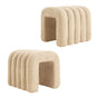 2X Ridge Arch Ottoman Stool Teddy Fleece Fabric Foot Rest 45cm BEIGE V274-FT-STKJP4177-BE2