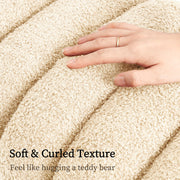 2X Ridge Arch Ottoman Stool Teddy Fleece Fabric Foot Rest 45cm BEIGE V274-FT-STKJP4177-BE2