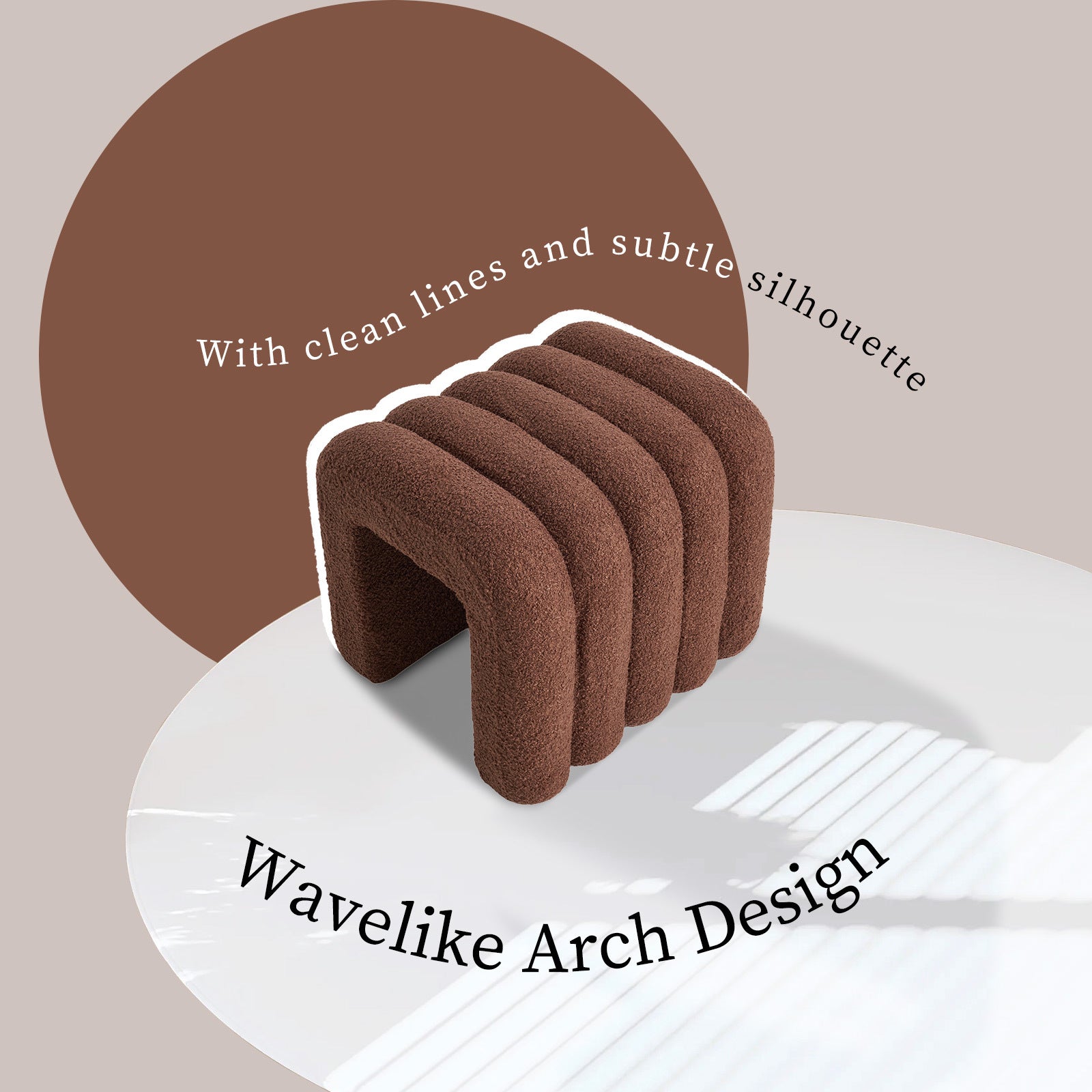 2X Ridge Arch Ottoman Stool Teddy Fleece Fabric Foot Rest 45cm BROWN V274-FT-STKJP4177-CHO2