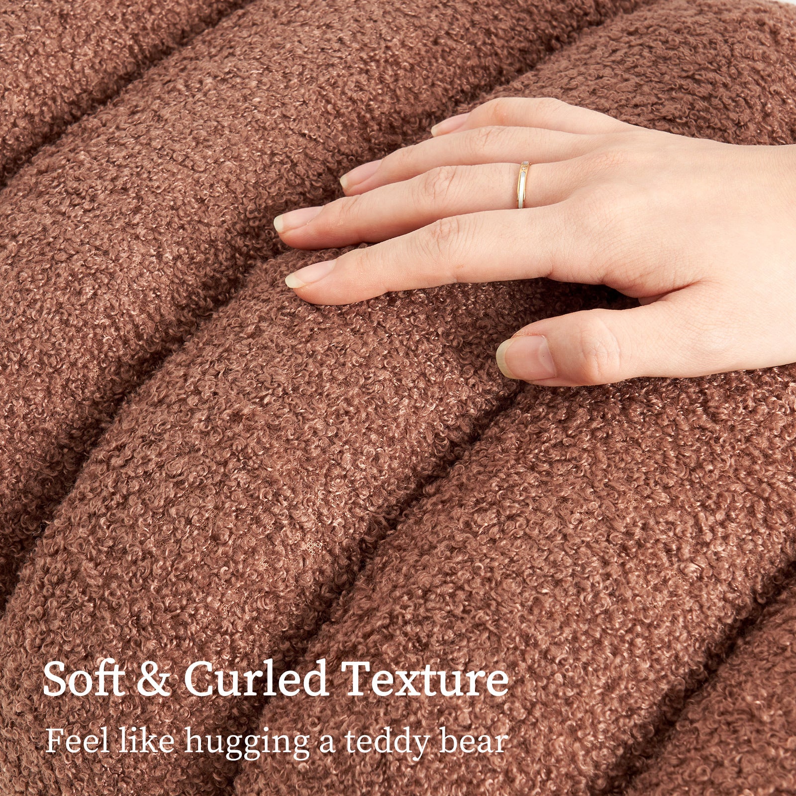 2X Ridge Arch Ottoman Stool Teddy Fleece Fabric Foot Rest 45cm BROWN V274-FT-STKJP4177-CHO2
