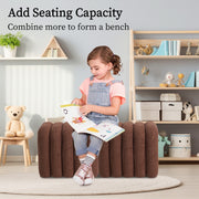 2X Ridge Arch Ottoman Stool Teddy Fleece Fabric Foot Rest 45cm BROWN V274-FT-STKJP4177-CHO2