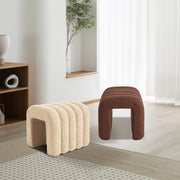 2X Ridge Arch Ottoman Stool Teddy Fleece Fabric Foot Rest 45cm BROWN V274-FT-STKJP4177-CHO2