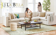 Round Stacked Ottoman Stool Teddy Fleece Fabric Foot Rest 38cm BEIGE V274-FT-STP067-BE