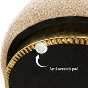 Round Stacked Ottoman Stool Teddy Fleece Fabric Foot Rest 38cm BEIGE V274-FT-STP067-BE