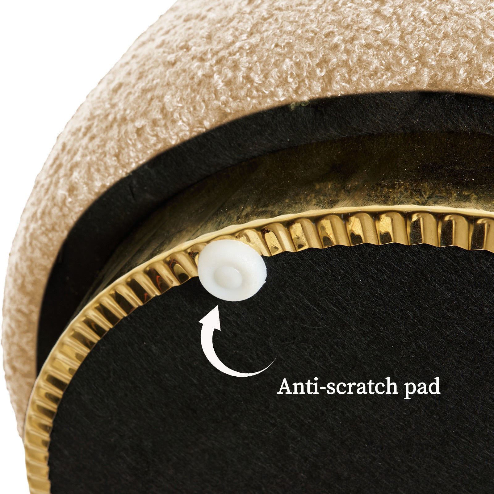 Round Stacked Ottoman Stool Teddy Fleece Fabric Foot Rest 38cm BEIGE V274-FT-STP067-BE
