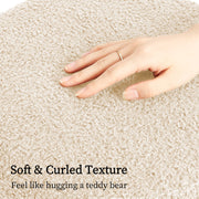 2X Round Stacked Ottoman Stool Teddy Fleece Fabric Foot Rest 38cm BEIGE V274-FT-STP067-BE2