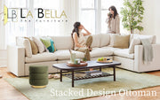Round Stacked Ottoman Stool Teddy Fleece Fabric Foot Rest 38cm GREEN V274-FT-STP067-DGN