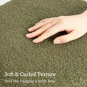 Round Stacked Ottoman Stool Teddy Fleece Fabric Foot Rest 38cm GREEN V274-FT-STP067-DGN