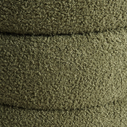 Round Stacked Ottoman Stool Teddy Fleece Fabric Foot Rest 38cm GREEN V274-FT-STP067-DGN