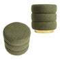 2X Round Stacked Ottoman Stool Teddy Fleece Fabric Foot Rest 38cm GREEN V274-FT-STP067-DGN2