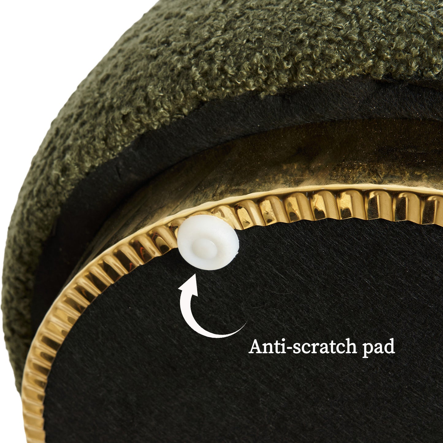 2X Round Stacked Ottoman Stool Teddy Fleece Fabric Foot Rest 38cm GREEN V274-FT-STP067-DGN2