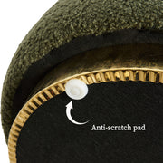 2X Round Stacked Ottoman Stool Teddy Fleece Fabric Foot Rest 38cm GREEN V274-FT-STP067-DGN2