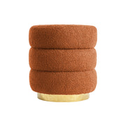 Round Stacked Ottoman Stool Teddy Fleece Fabric Foot Rest 38cm ORANGE V274-FT-STP067-OG