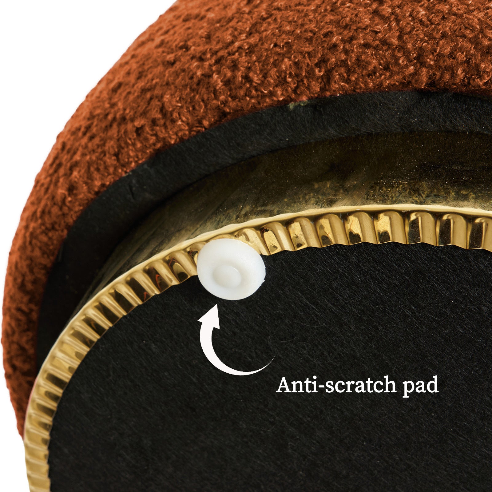 Round Stacked Ottoman Stool Teddy Fleece Fabric Foot Rest 38cm ORANGE V274-FT-STP067-OG