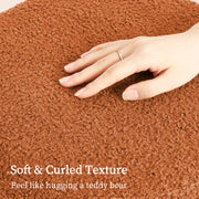 2X Round Stacked Ottoman Stool Teddy Fleece Fabric Foot Rest 38cm ORANGE V274-FT-STP067-OG2