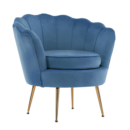 Armchair Padded Lounge Chair Accent Velvet Shell Scallop NAVY BLUE V274-FT-VAC-1596-NV