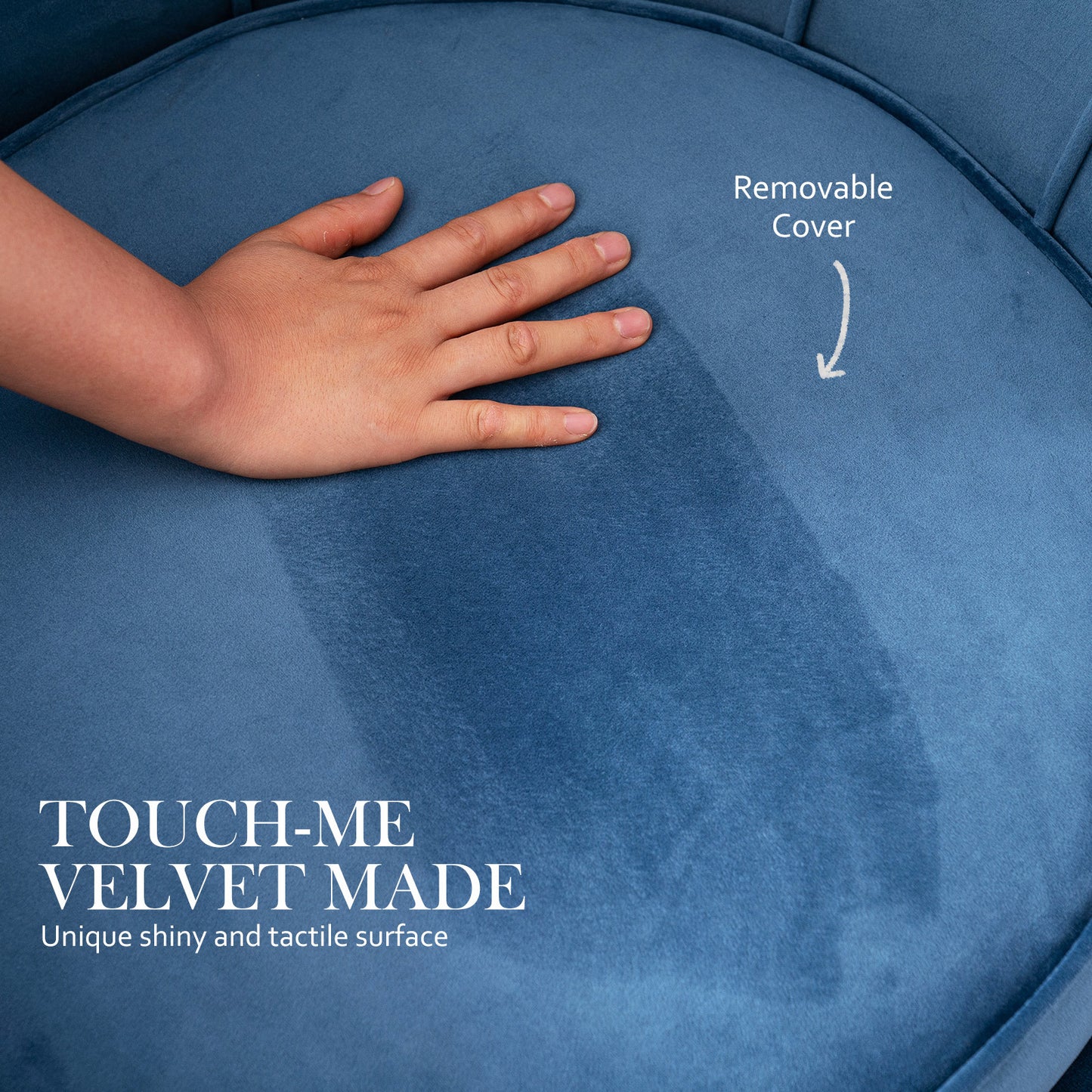 Armchair Padded Lounge Chair Accent Velvet Shell Scallop NAVY BLUE V274-FT-VAC-1596-NV
