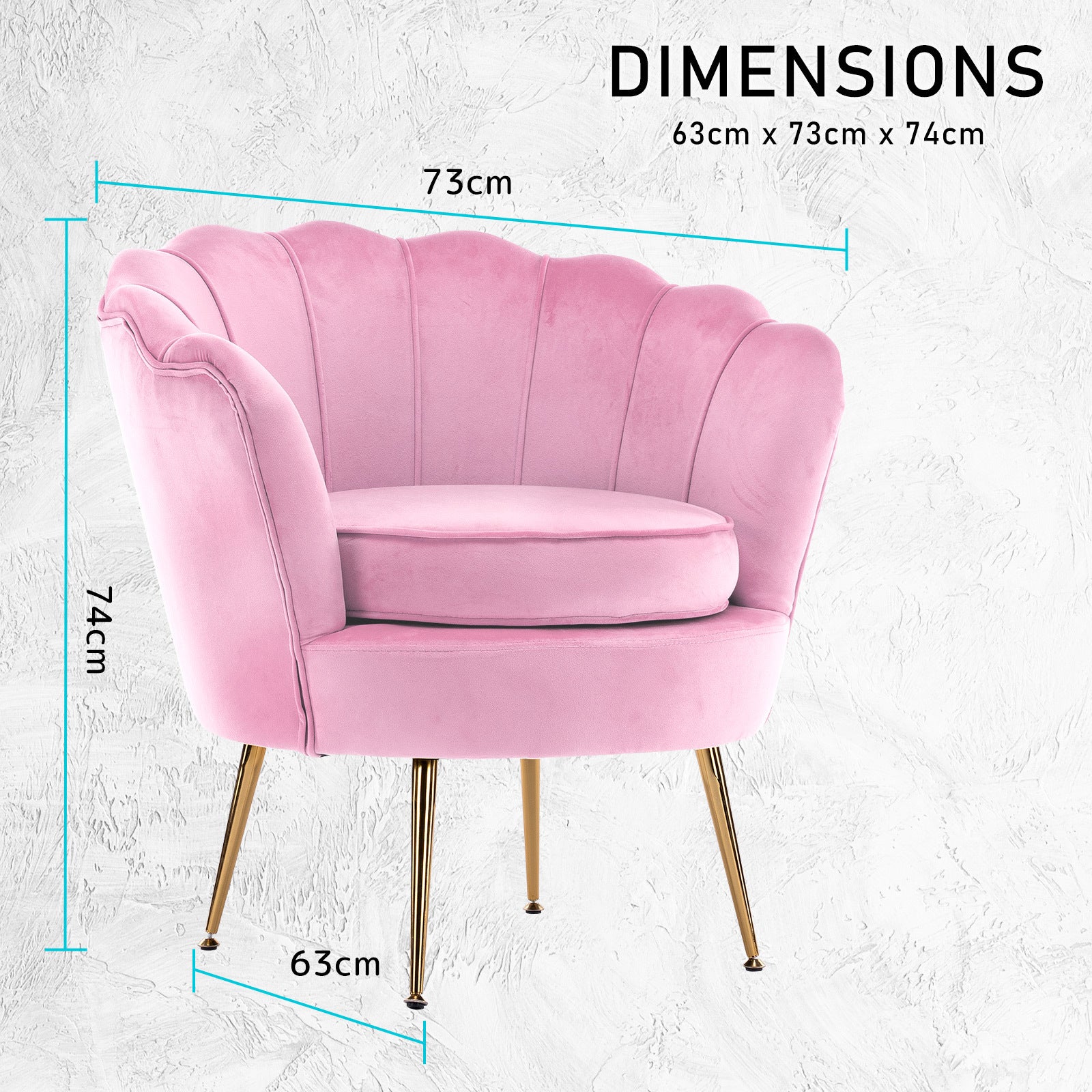 Armchair Padded Lounge Chair Accent Velvet Shell Scallop PINK V274-FT-VAC-1596-PK