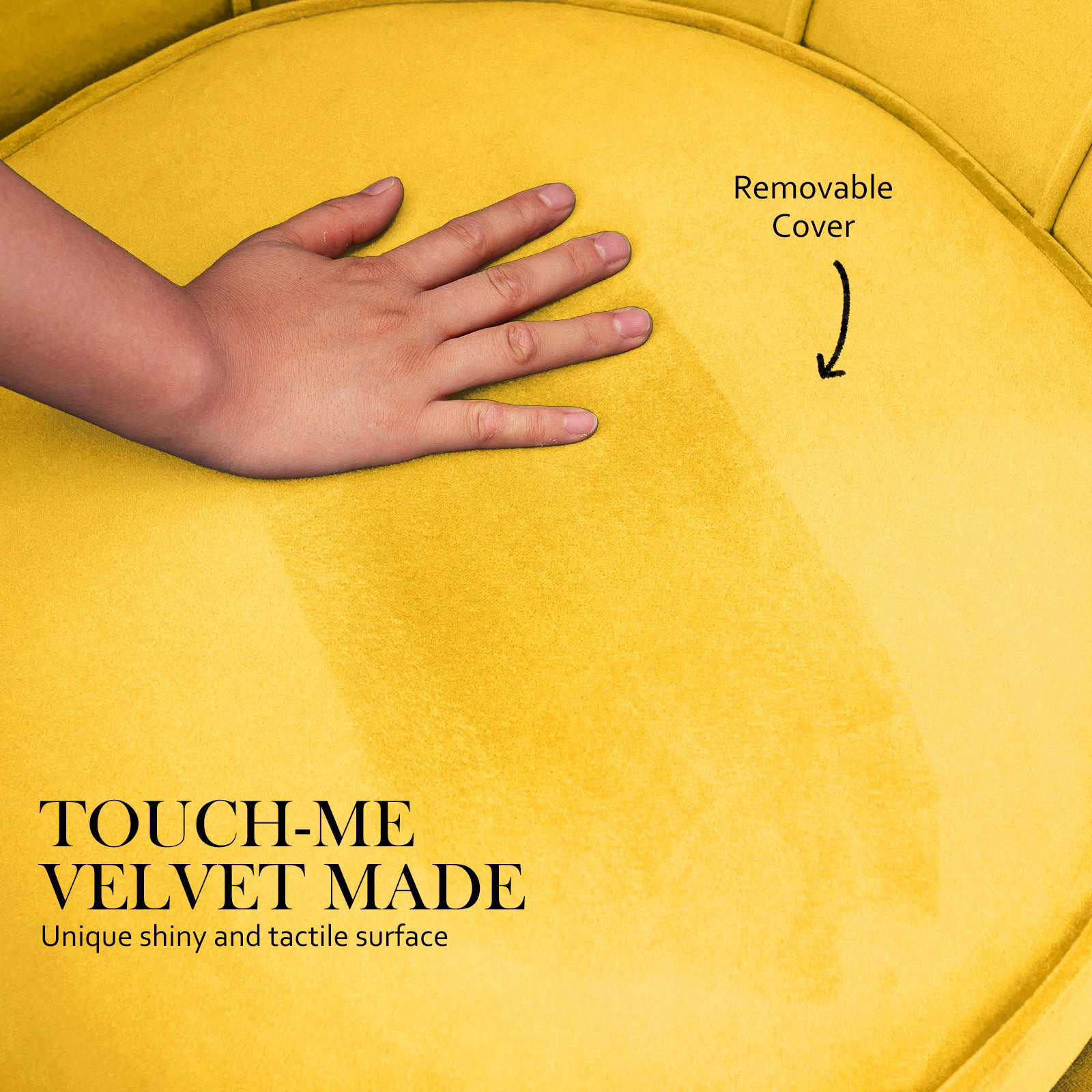 Armchair Padded Lounge Chair Accent Velvet Shell Scallop YELLOW V274-FT-VAC-1596-YE