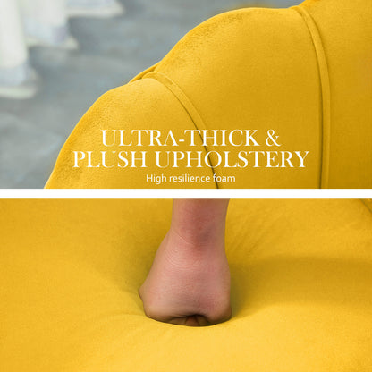 Armchair Padded Lounge Chair Accent Velvet Shell Scallop YELLOW V274-FT-VAC-1596-YE