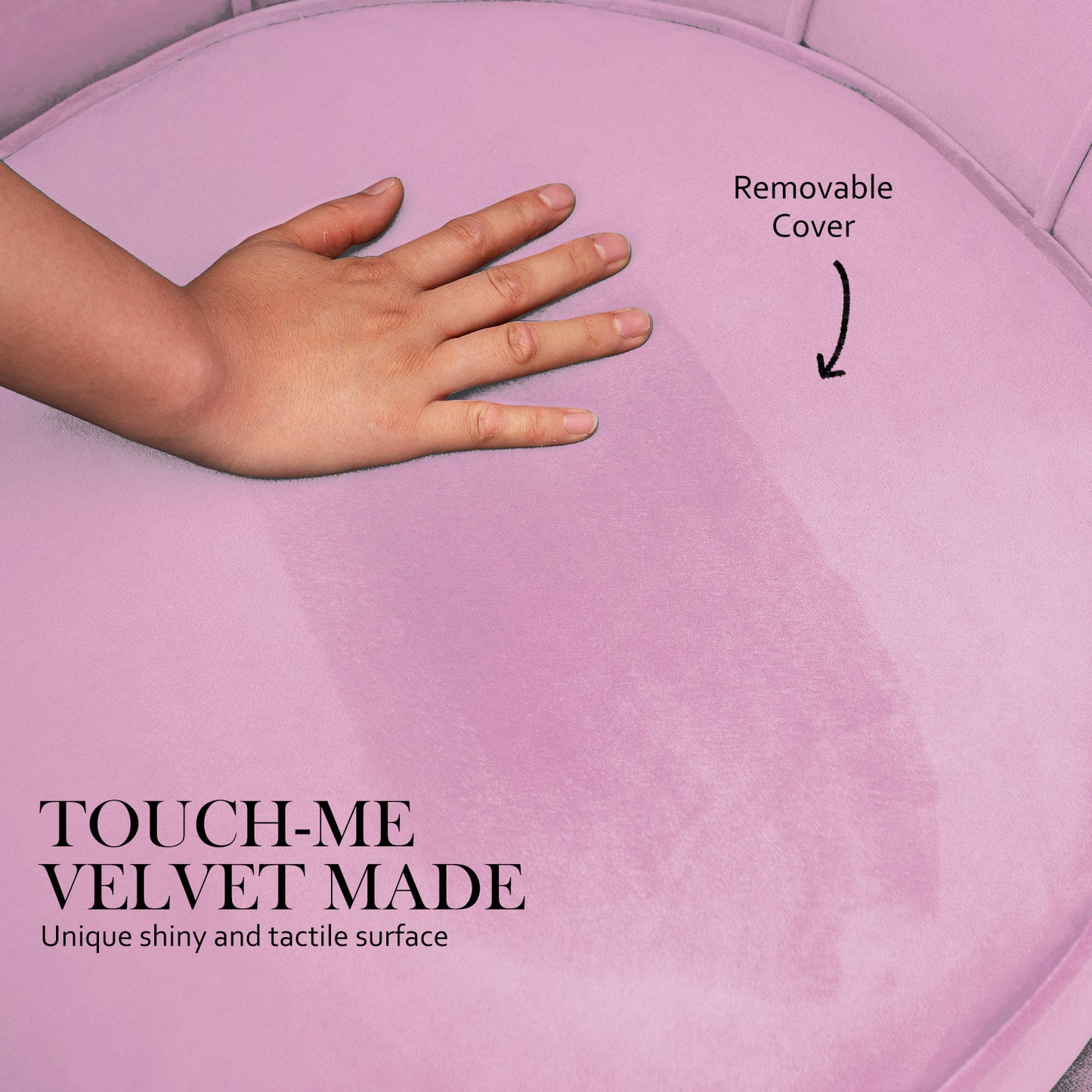 Armchair Lounge Chair Accent Velvet Shell Scallop + Round Ottoman Footstool PINK V274-FT-VAC-ST-1596-PK