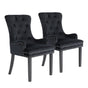 2X French Provincial Dining Chair Ring Studded Velvet Rubberwood Leg LISSE BLACK V274-FT-VFC-1141-BK2