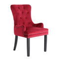 French Provincial Dining Chair Ring Studded Velvet Rubberwood Leg LISSE BORDEAUX RED V274-FT-VFC-1141-RD1