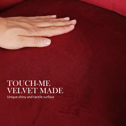 4X French Provincial Dining Chair Ring Studded Velvet Rubberwood Leg LISSE BORDEAUX RED V274-FT-VFC-1141-RD4