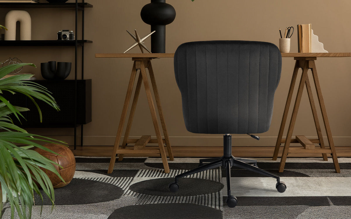 Desk Armchair - Home Office Swivel Chair Adjustable Height Seat PLUME BLACK V274-FT-VOC-001BK-BK