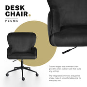Desk Armchair - Home Office Swivel Chair Adjustable Height Seat PLUME BLACK V274-FT-VOC-001BK-BK