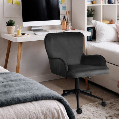Desk Armchair - Home Office Swivel Chair Adjustable Height Seat PLUME BLACK V274-FT-VOC-001BK-BK