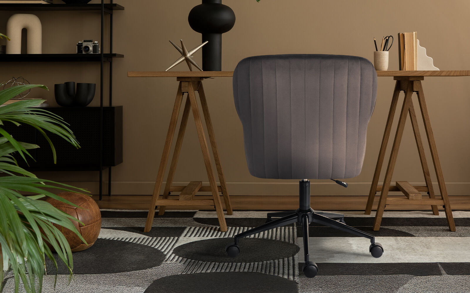 Desk Armchair - Home Office Swivel Chair Adjustable Height Seat PLUME GREY V274-FT-VOC-001BK-GY