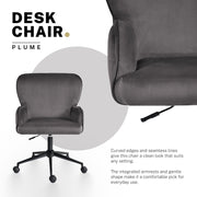 Desk Armchair - Home Office Swivel Chair Adjustable Height Seat PLUME GREY V274-FT-VOC-001BK-GY