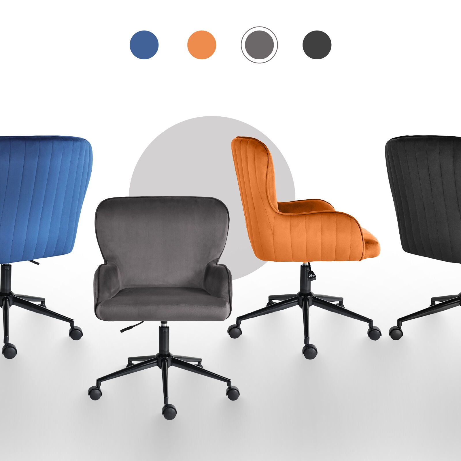 Desk Armchair - Home Office Swivel Chair Adjustable Height Seat PLUME GREY V274-FT-VOC-001BK-GY