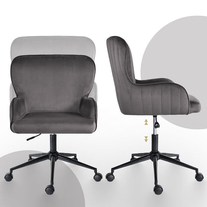 Desk Armchair - Home Office Swivel Chair Adjustable Height Seat PLUME GREY V274-FT-VOC-001BK-GY