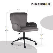 Desk Armchair - Home Office Swivel Chair Adjustable Height Seat PLUME GREY V274-FT-VOC-001BK-GY