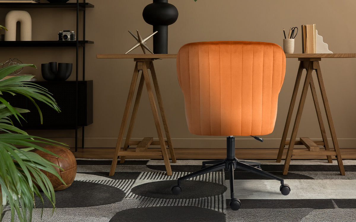 Desk Armchair - Home Office Swivel Chair Adjustable Height Seat PLUME ORANGE V274-FT-VOC-001BK-PKN