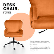 Desk Armchair - Home Office Swivel Chair Adjustable Height Seat PLUME ORANGE V274-FT-VOC-001BK-PKN