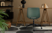 2 Set Office Desk Chair - PU Leather Home Swivel Chair Cut-Out Seat HALO GREEN V274-FT-VOC-002BK-GN2