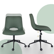 2 Set Office Desk Chair - PU Leather Home Swivel Chair Cut-Out Seat HALO GREEN V274-FT-VOC-002BK-GN2