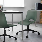 2 Set Office Desk Chair - PU Leather Home Swivel Chair Cut-Out Seat HALO GREEN V274-FT-VOC-002BK-GN2