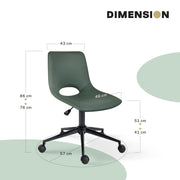 2 Set Office Desk Chair - PU Leather Home Swivel Chair Cut-Out Seat HALO GREEN V274-FT-VOC-002BK-GN2