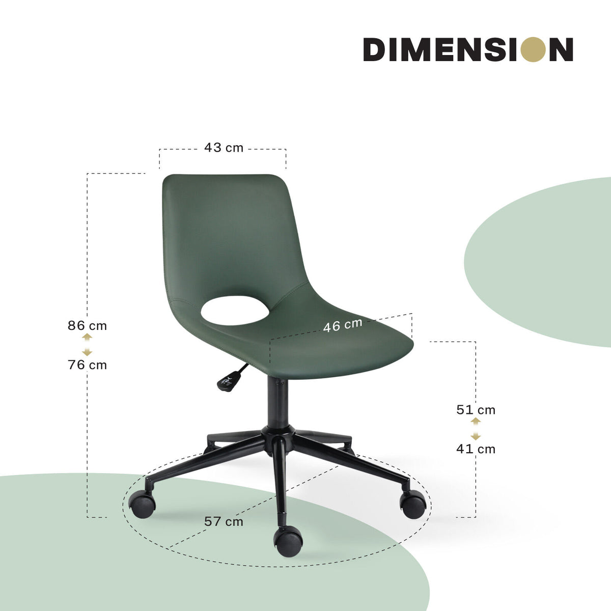 2 Set Office Desk Chair - PU Leather Home Swivel Chair Cut-Out Seat HALO GREEN V274-FT-VOC-002BK-GN2