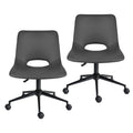 2 Set Office Desk Chair - PU Leather Home Swivel Chair Cut-Out Seat HALO GREY V274-FT-VOC-002BK-GY2